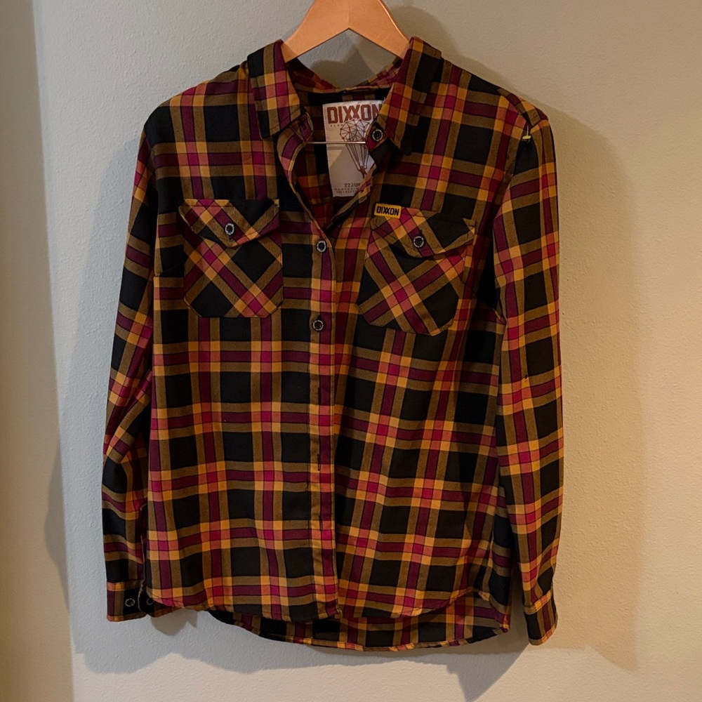 DIXXON Yellow and Black Plaid Button-Down Shirt size L - Picture 4 of 6